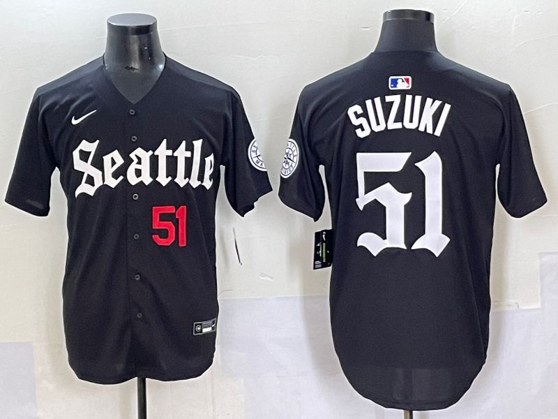 Men 2025 Seattle Mariners #51 Suzuki Five generations Joint Name Nike MLB Jersey style 2